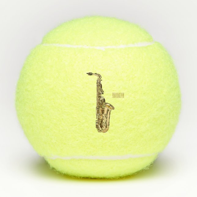 Pelotas De Tenis Ilustracion personalizado saxofón (Anverso)