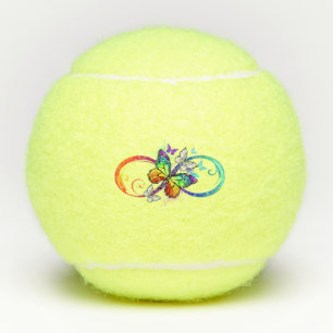 Pelotas De Tenis Infinidad brillante con la mariposa arcoiris