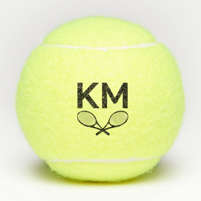 Pelotas De Tenis Iniciales de monograma moderno personalizado con e (Anverso)