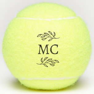 Pelotas De Tenis Iniciales de monograma personalizadas hoja botánic