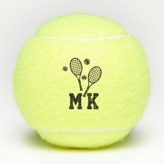 Pelotas De Tenis Iniciales de tenis monogramadas personalizadas (Anverso)