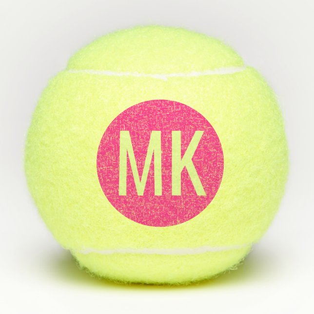 Pelotas De Tenis Iniciales Neon Pink Modern Personalizado (Anverso)