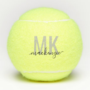 Pelotas De Tenis Iniciales personalizadas de firma gris negro