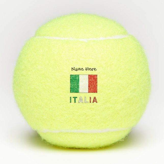 Pelotas De Tenis Italia Bandiera Italiana Personalización Negra (Anverso)