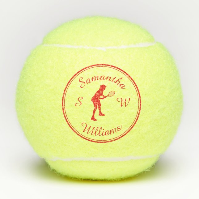 Pelotas De Tenis Jugador de tenis de deporte personalizado Silueta  (Anverso)