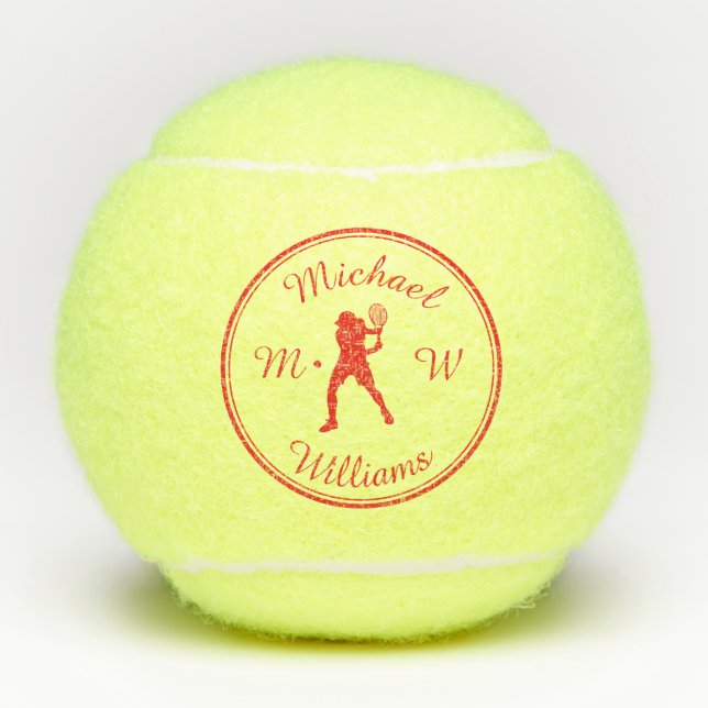 Pelotas De Tenis Jugador de tenis de deporte personalizado Silueta  (Anverso)