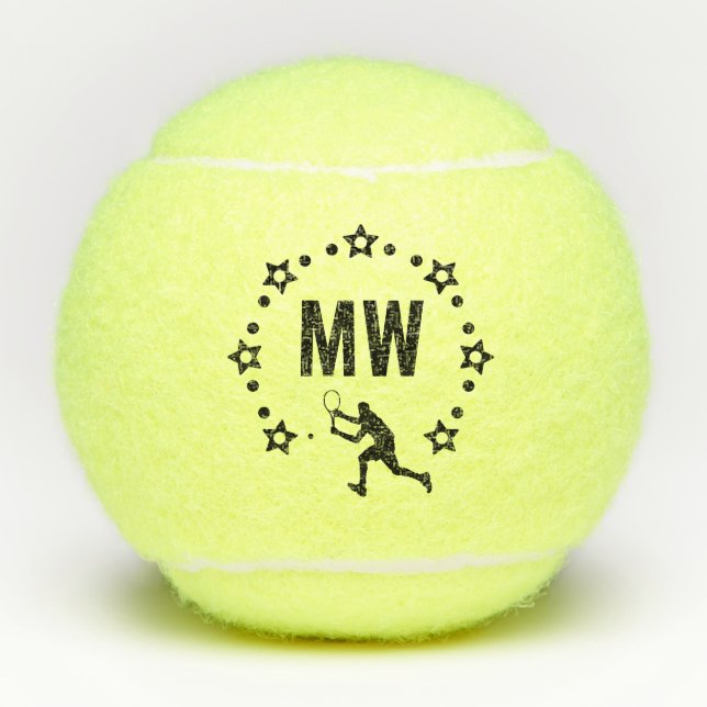 Pelotas De Tenis Jugador Estelar Monogramado (Anverso)