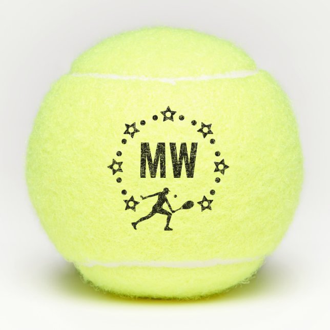 Pelotas De Tenis Jugador Estelar Monogramado (Anverso)