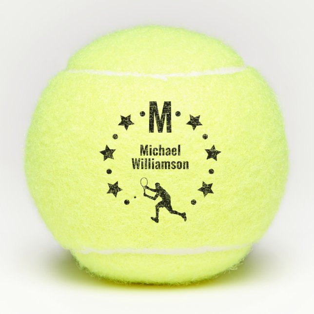 Pelotas De Tenis Jugador Estelar Monogramado (Anverso)