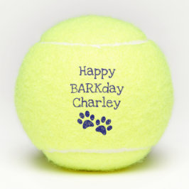 Pelotas De Tenis Juguete feliz azul del perro casero del cumpleaños
