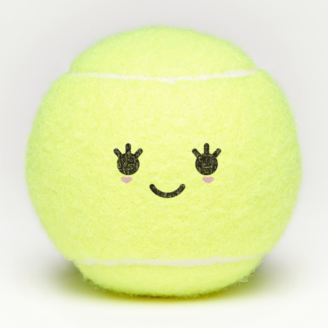 Pelotas De Tenis Kawaii cute sonriente Emoji emoticono (Anverso)