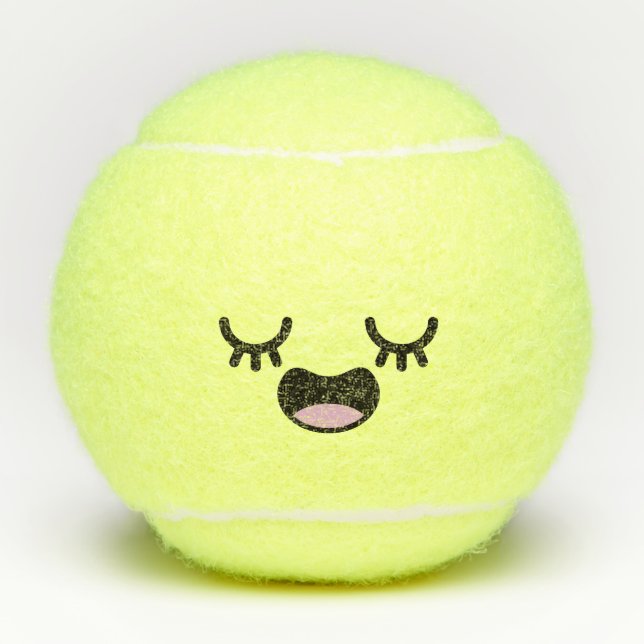 Pelotas De Tenis Kawaii cute sonriente Emoji emoticono (Anverso)