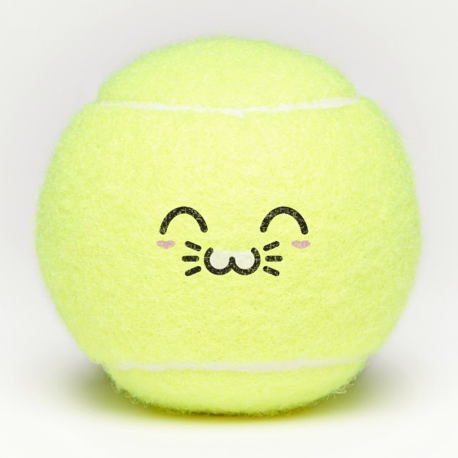 Pelotas De Tenis Kawaii Cute Sonriente Emoticon Emoji Bunny Face (Anverso)