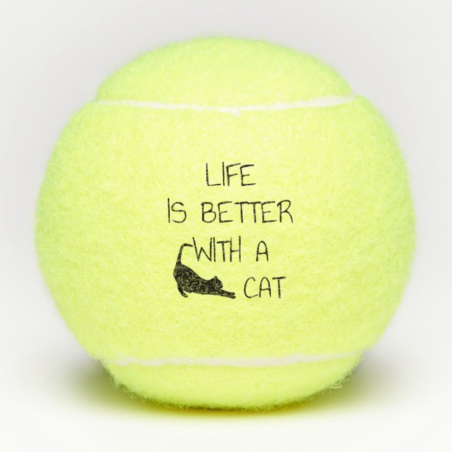 Pelotas De Tenis La Vida Es Mejor Con Un Gato - Amantes Del Gato (Anverso)