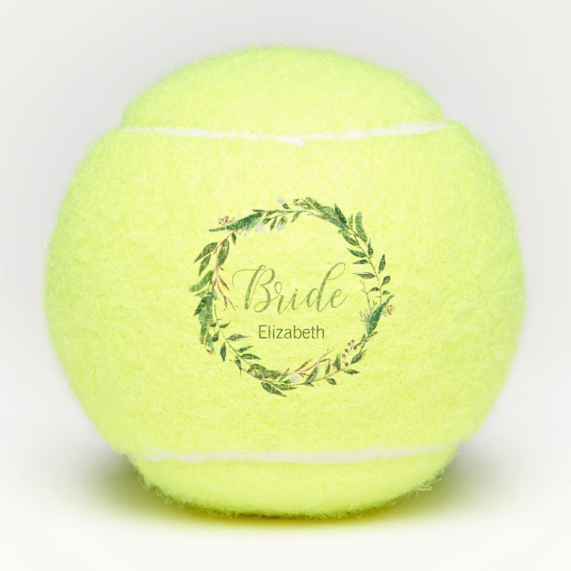 Pelotas De Tenis Laurel Wreath Bride Fiesta de boda personalizada (Anverso)
