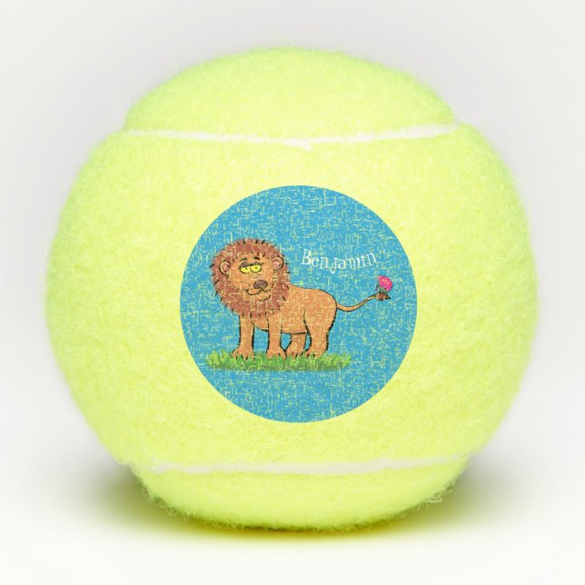 Pelotas De Tenis León feliz con ilustracion personalizado de maripo (Anverso)