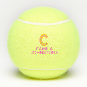 Pelotas De Tenis Letra C chicas en monograma rosa amarillo personal