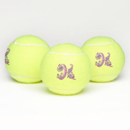 Pelotas De Tenis Letra K monograma chicas garabato personalizado