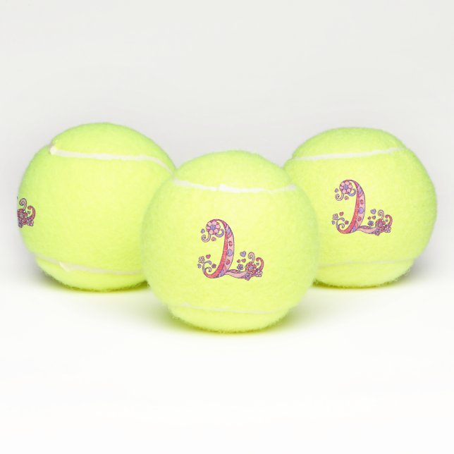 Pelotas De Tenis Letra L monograma chicas garabato personalizado (Múltiples)