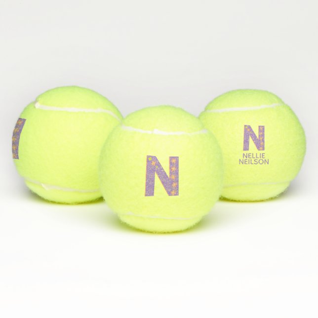 Pelotas De Tenis Letra N chicas en monograma personalizada púrpura (Múltiples)