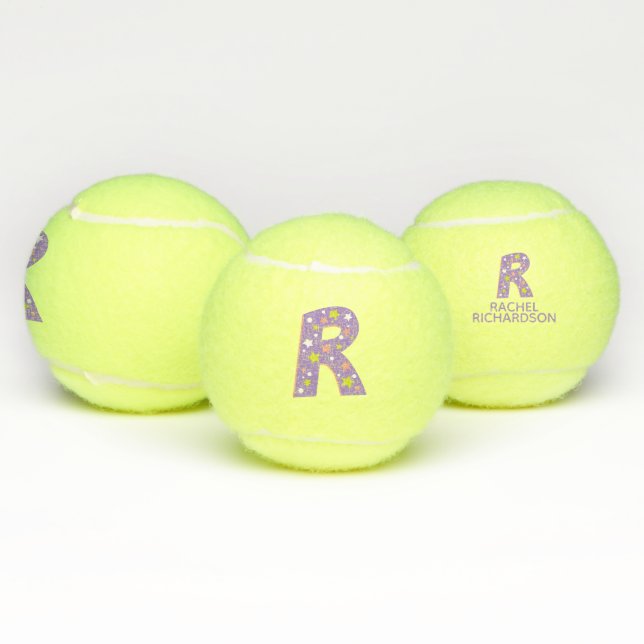 Pelotas De Tenis Letra R chicas en monograma personalizada púrpura (Múltiples)
