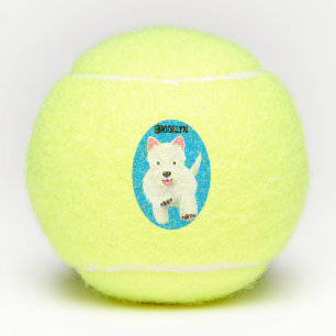 Pelotas De Tenis Lindo cartoon de terrier west highland blanco
