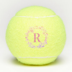 Pelotas De Tenis Logotipo floral Monograma Personalizado rosa Cuta