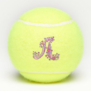 Pelotas De Tenis Los chicas de un monograma personalizaron arte de