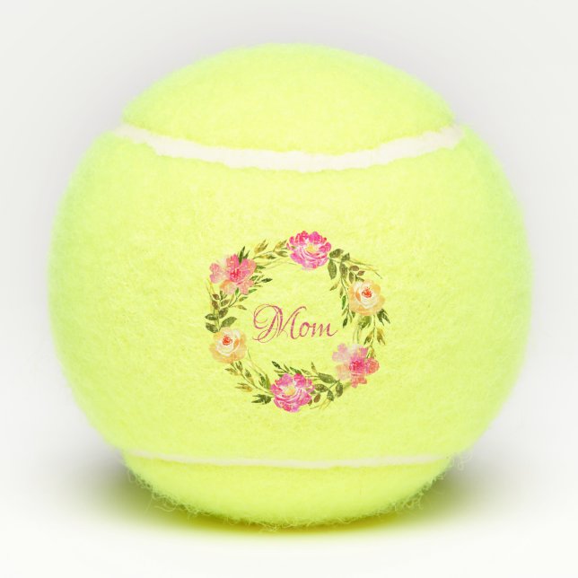 Pelotas De Tenis Mamá Mamá floral femenina acuarela personalizada (Reverso)