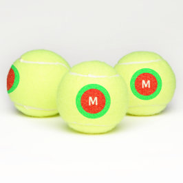 Pelotas De Tenis Marca inicial blanca verde rojo (M) Monograma 4Mar