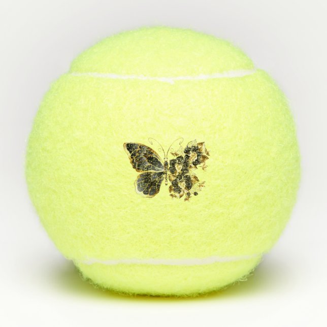 Pelotas De Tenis Mariposa de flores de oro con orquídea negra (Anverso)