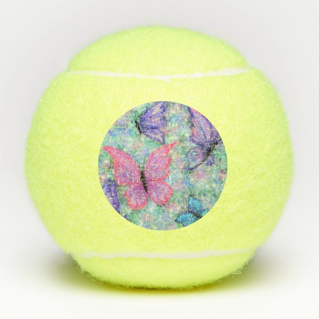 Pelotas De Tenis Mariposas de colores volando - Alegría - (Anverso)