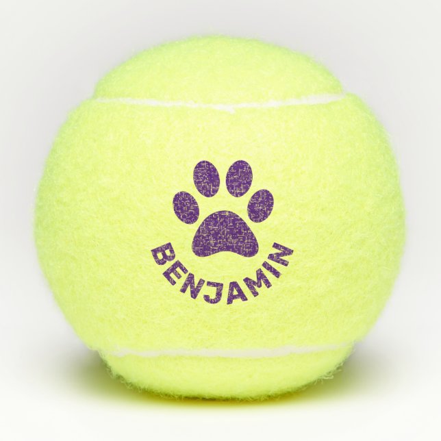 Pelotas De Tenis Mascota de impresión púrpura personalizado Perro (Anverso)