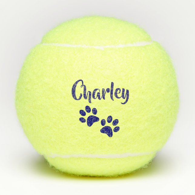 Pelotas De Tenis Mascota personalizado impresión azul de la pata o (Anverso)