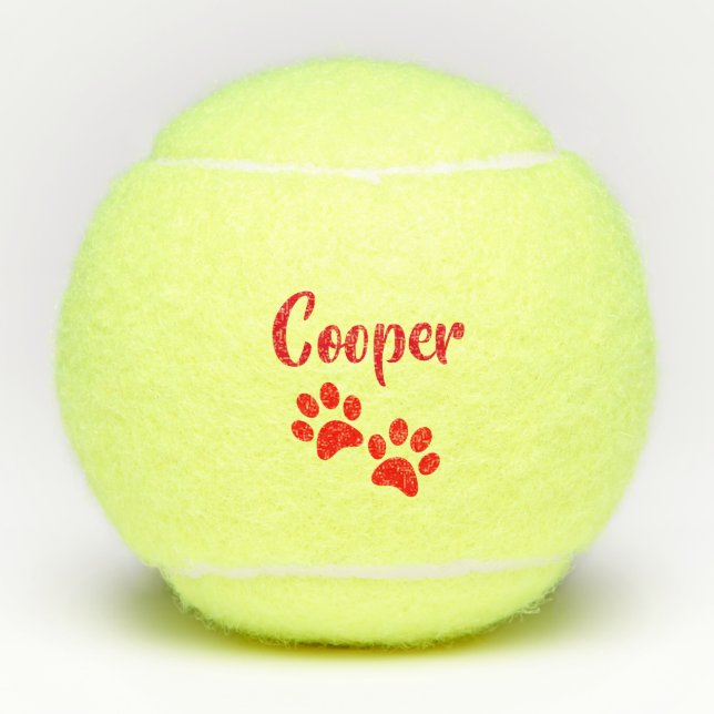 Pelotas De Tenis Mascota personalizado impresión roja de la pata o (Anverso)
