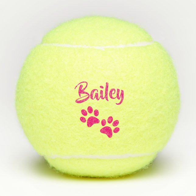 Pelotas De Tenis Mascota personalizado PawPrint de las rosas (Anverso)