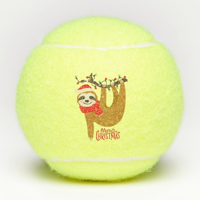 Pelotas De Tenis Merry Christmas Sloth | Vacaciones (Anverso)