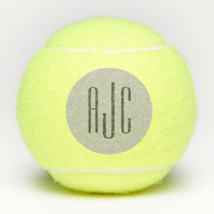 Pelotas De Tenis Moderna Tres letras Monograma Gris Negro