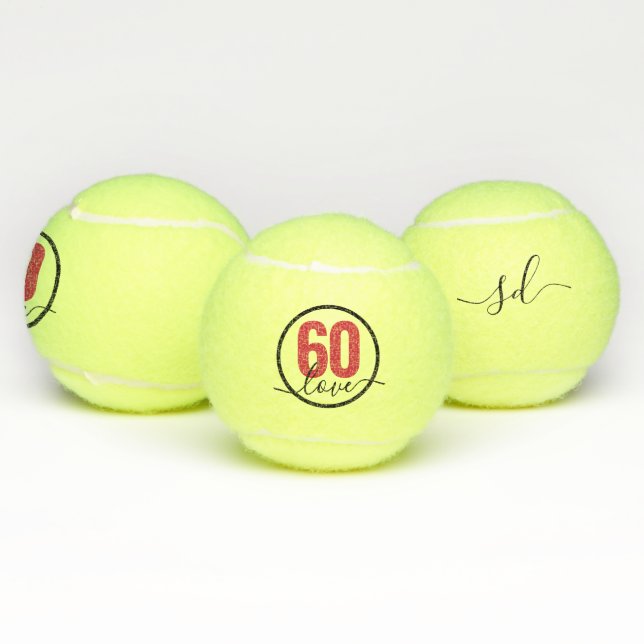 Pelotas De Tenis Monograma de cumpleaños 60 personalizado (Múltiples)