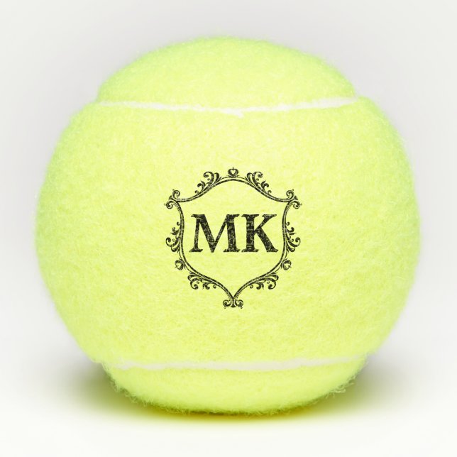 Pelotas De Tenis Monograma de nombres personalizados de escudo real (Anverso)