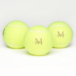 Pelotas De Tenis Monograma de oro negro simple guión femenino elega<br><div class="desc">Monograma simple de oro negro elegantes bolas de tenis con guión femenino</div>