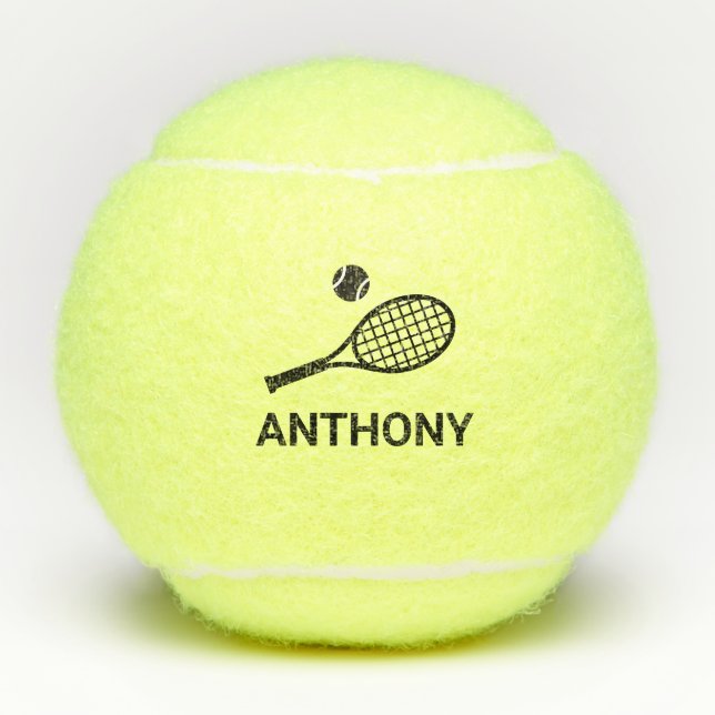 Pelotas De Tenis Monograma de tenis Nombre simple personalizado (Anverso)