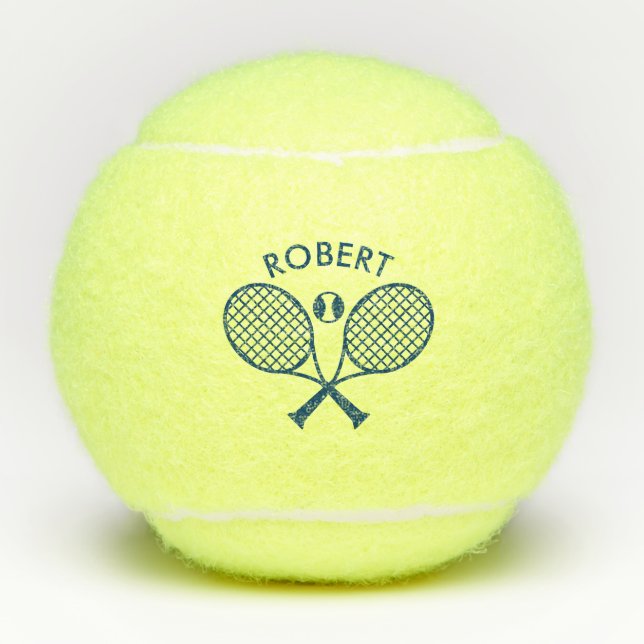 Pelotas De Tenis Monograma del tema del tenis azul (Anverso)