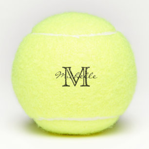 Pelotas De Tenis Monograma elegante moderno blanco negro