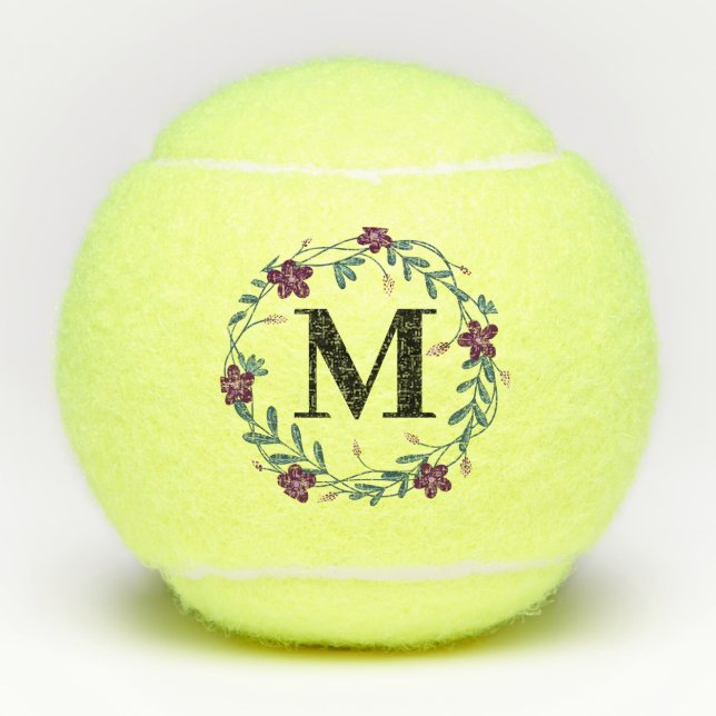 Pelotas De Tenis Monograma floral (Anverso)