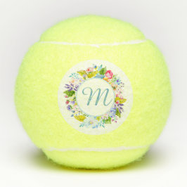 Pelotas De Tenis Monograma Floral Moderno y Bonito Juega con Estilo
