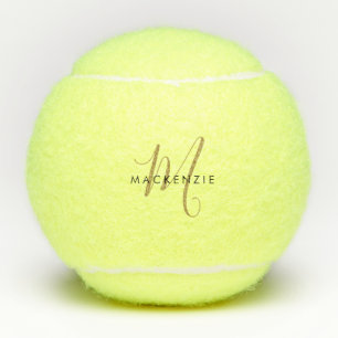 Pelotas De Tenis Monograma minimalista en negro y dorado