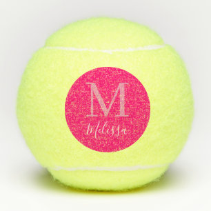 Pelotas De Tenis Monograma moderno elegante y rosa