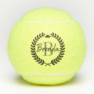 Pelotas De Tenis Monograma personalizado Corona de Laurel Negra