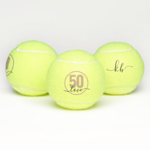 Pelotas De Tenis Monograma personalizado de 50 cumpleaños